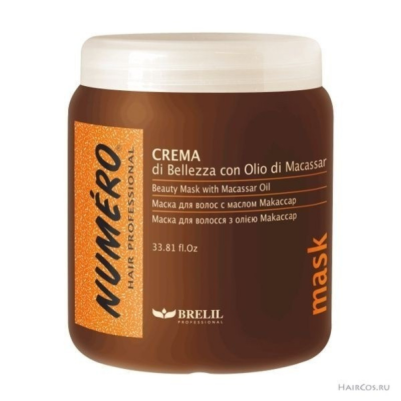 Маска для волос с маслом Макассар и кератином-Brelil Numero Hair Professional Beauty Macassar Oil Mask